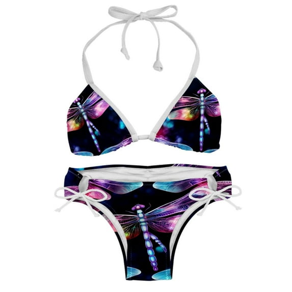 Dragonfly Adjustable Strap Bikini Set with Detachable Sponge, Two-Pack - Ideal for All Swim Suit Scenes