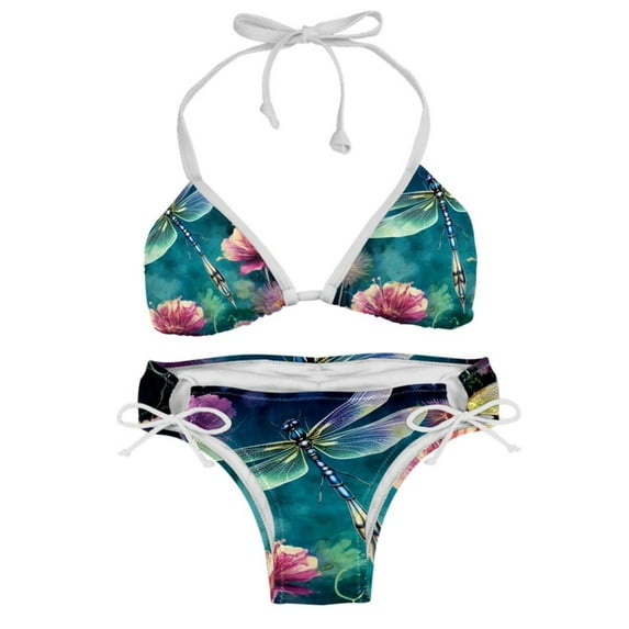 Dragonfly Adjustable Strap Detachable Sponge Bikini Set - Two-Pack, for Beach and Pool Parties