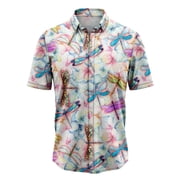 Dragonfly And Vintage Floral Aloha Hawaiian Shirt