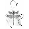 thumbnail image 1 of Dragonfly Apron Artistic Baroque Patterned Ornamental Dragonfly Figure Old Fashion Bug Design, Unisex Kitchen Bib Apron with Adjustable Neck for Cooking Baking Gardening, Black White, by Ambesonne, 1 of 3