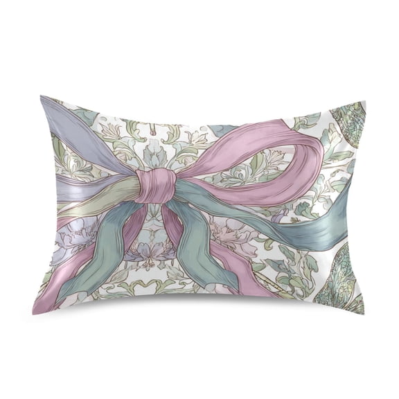 Dragonfly Around Big Bows Flowers Satin Pillowcase Envelope Design Pillow Covers 1 Pack Standard Size 20" x 26"