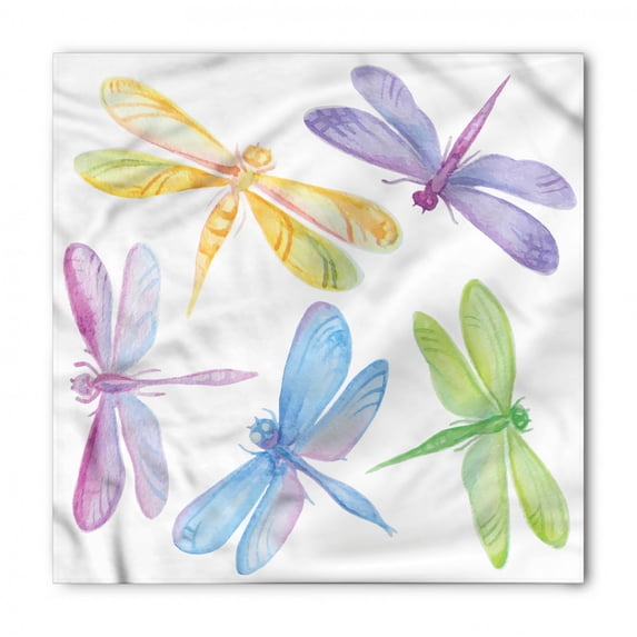 Dragonfly Bandana, Watercolor Winged Bug, Unisex Head and Neck Tie, by Ambesonne