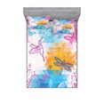 thumbnail image 1 of Dragonfly Bedding Set with Sheet & Covers, Beetle Dragonfly Bird Shapes over Geometrical Angled Bound Triangle Forms Graphic, Printed Bedroom Decor 2 Shams, 4 Sizes, Multicolor, by Ambesonne, 1 of 3