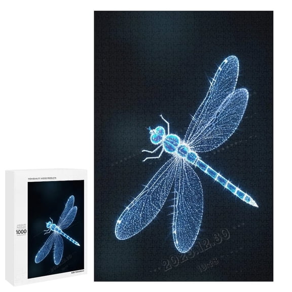 Dragonfly with Black Background Jigsaw Puzzle 1000 Piece Wooden Puzzle | Aesthetic Nature Design | Precision Cut Pieces for a Smooth Fit | Fun & Rewarding Challenge | 30" x 20"