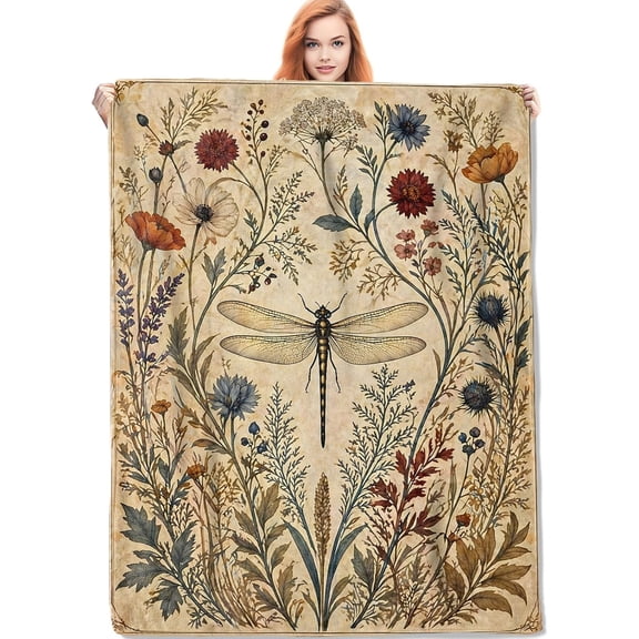 Dragonfly Blanket,Cozy Flannel Throw Blankets for Kids & Adults, Soft Lightweight Home Living Room Decor, for Women