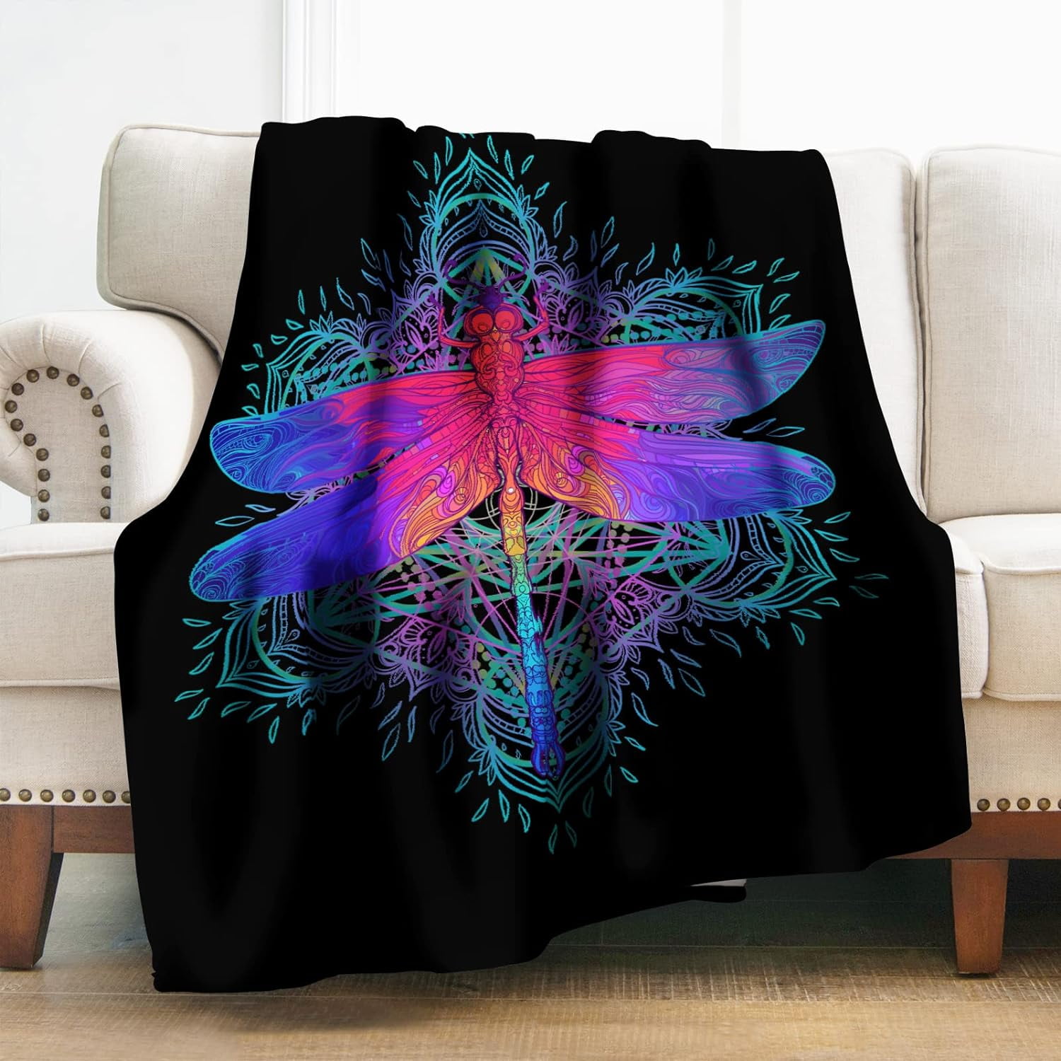 Dragonfly Blanket Gifts for Men Women Girls Decor for Home Bedroom
