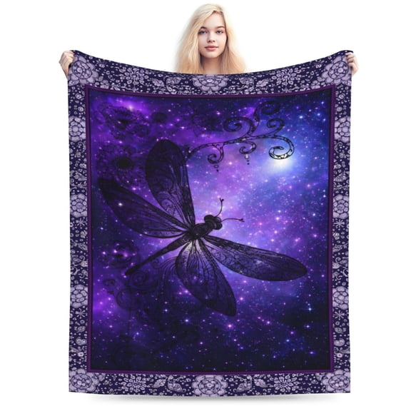Dragonfly Blanket Soft Cozy Purple Dragonfly Throw Blanket Super Warm Fuzzy Fluffy Lightweight Fleece Flannel Gifts Blankets for Adults 50x40
