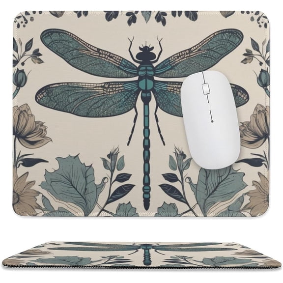 Dragonfly Boho Mouse Pad, Personalized Premium-Textured Custom Mouse Mat Design, Washable Mousepad, Non-Slip Rubber Base Computer Mouse Pads for Wireless Mouse 10"x12"