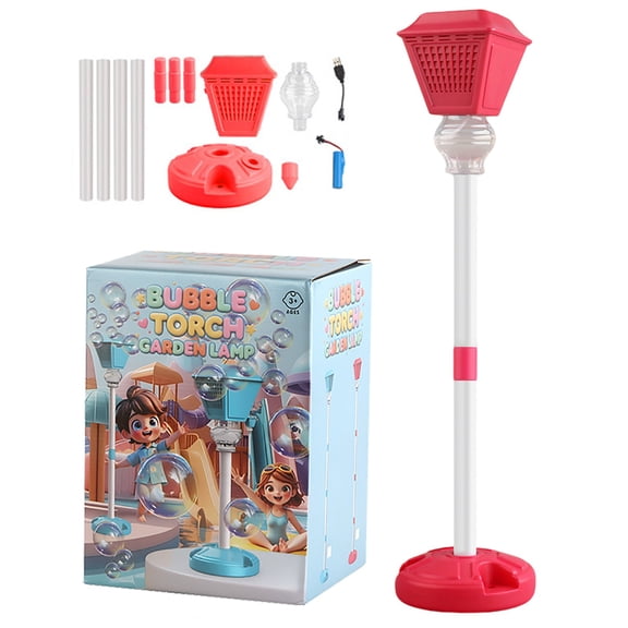 Bubble Stand Machine,Standing Bubble Machine Battery Operated Bubble Maker Torch Style Automatic Bubble Blower With Led Light & Music Adjustable Height Outdoor Bubble Machine For Party Backyard Toy