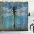 thumbnail image 1 of Dragonfly Bug Turquoise Grunge Shower Curtain - Vibrant Bathroom Decor, 70 Inches Long, Stylish Print for a Refreshing Look, 1 of 5