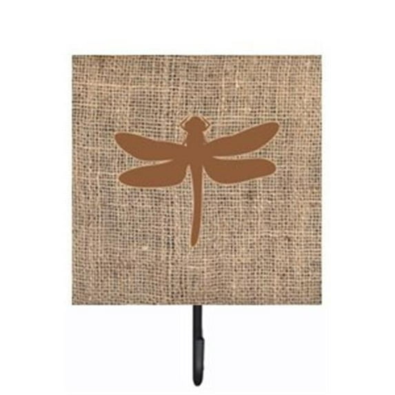 Dragonfly Burlap and Brown Leash Or Key Holder