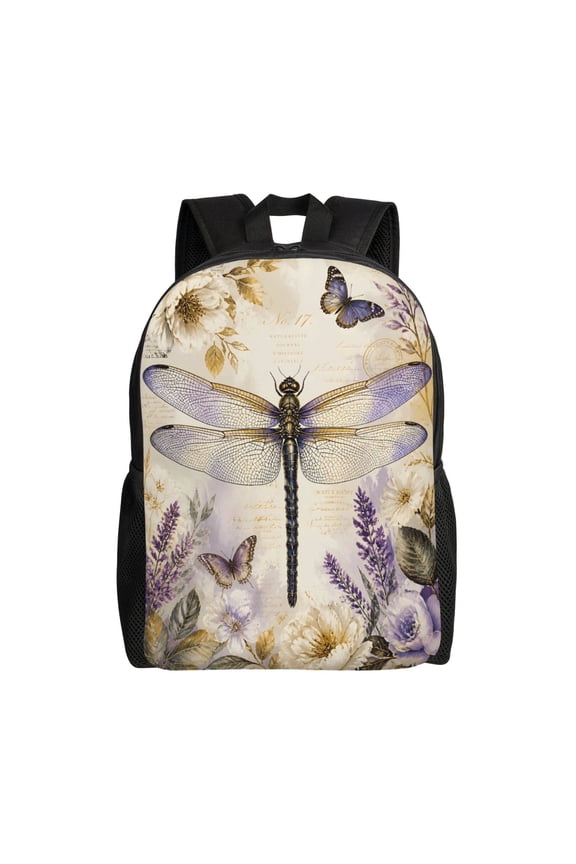 Dragonfly Butterfly Backpack Full Front Print Travel Laptop Bag for Men and Women