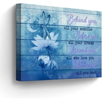 Dragonfly Canvas Wall Art Inspirational Quotes Pictures Wall Decor Dragonfly Lotus Rustic Painting for Bedroom Bathroom Living Room Prints Artwork Framed 12"x16"(Navy Blue)