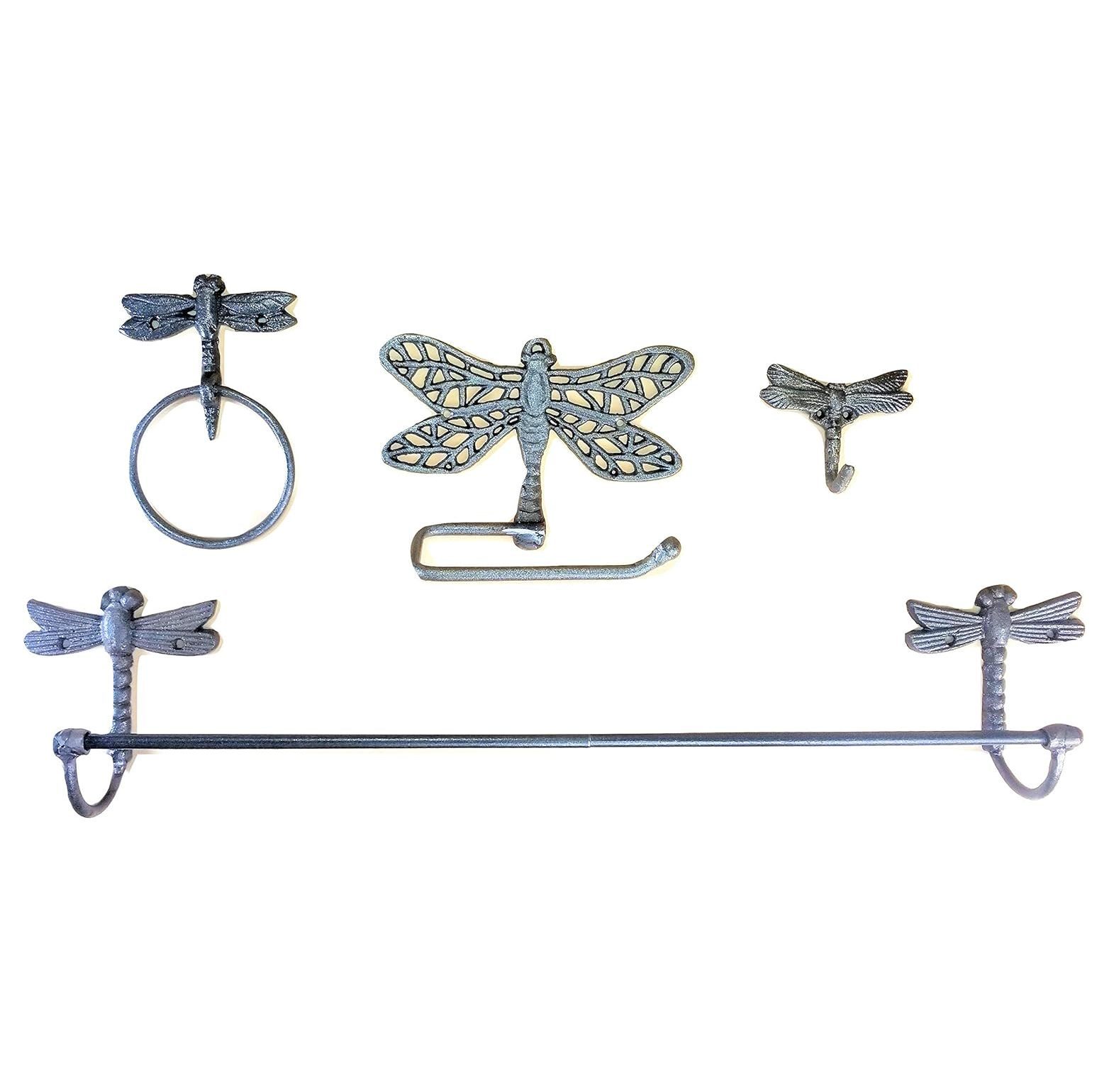 Dragonfly Cast Iron Bathroom Accessory Set 4 pc