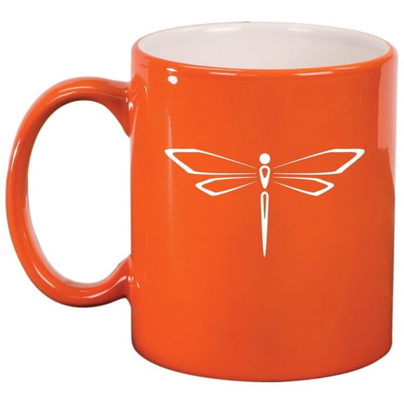 Dragonfly Ceramic Coffee Mug Tea Cup Gift for Her, Him, Friend, Coworker, Wife, Husband (11oz Orange)