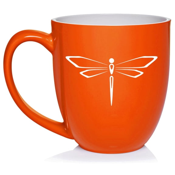 Dragonfly Ceramic Coffee Mug Tea Cup Gift for Her, Him, Friend, Coworker, Wife, Husband (16oz Orange)