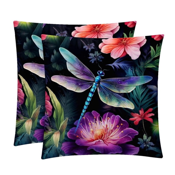 Dragonfly Chair Pillow Covers Set with Unique Patterns for Bed and Throw Pillows - Sizes 16x16, 18x18, 20x20 Inches for Various Occasions - Set of 2 Items