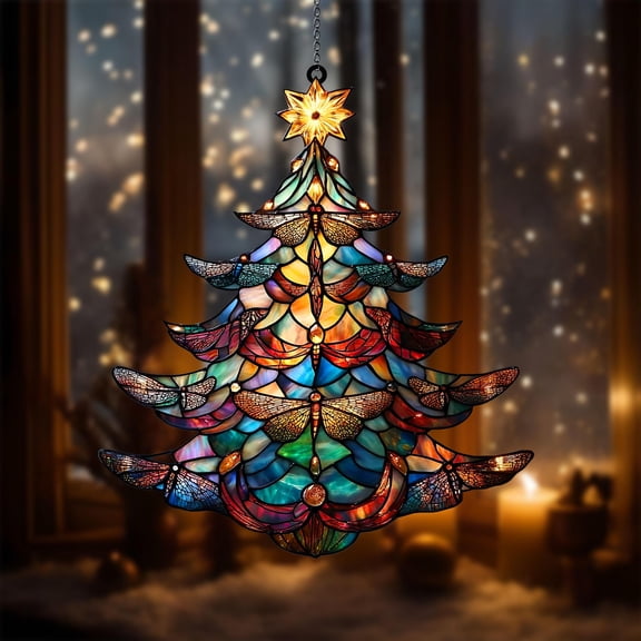Dragonfly Christmas Tree ACRYLIC SUNCATCHER Dragonflies Tree Window Hanging Gift for Dragonfly Lover Nature Lover Gift for Garden Home Decor 1836430501 1397