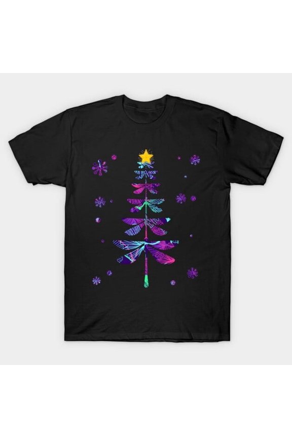 Dragonfly Christmas Tree Funny Holiday Insect Lover Design, H37194 Unisex T-Shirt, Up to 5XL Available