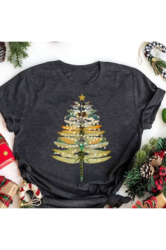 Dragonfly Christmas Tree Shirt: Vintage Insect Lover Gift