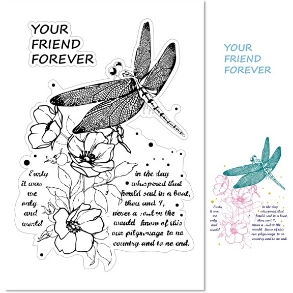 Dragonfly Clear Rubber Stamps Words Flower Animal Bugs Transparent Vintage Postmark Silicone Seals Stamp Journaling Card Making DIY Scrapbooking Paper Craft Colorful