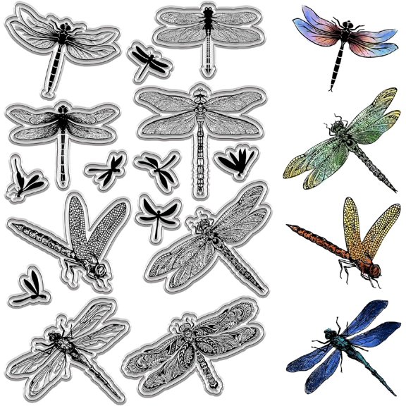 Dragonfly Clear Stamps Animal Rubber Stamps Reusable Background Postmark Transparent Silicone Stamp Seals