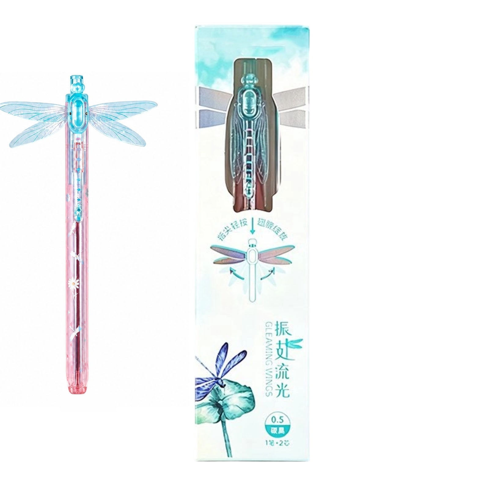 Dragonfly Click Gel Pen Set 0/5 mm Retractable Writing Pen with 2 ...