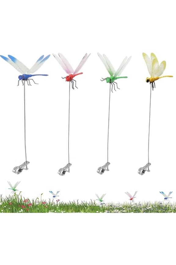 Dragonfly Clip, Dragonfly Rod Clip, Deer Fly Dragonfly Clip, 3D Artificial Fake Dragon Fly Clips, Multicolor Waterproof Dragonfly Hat Clip for Hat, Garden, Patio, Stakes (8Pcs)