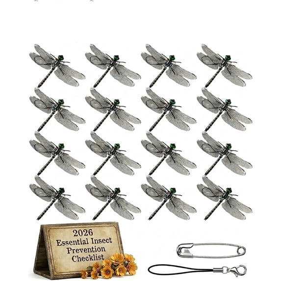 Dragonfly Clips for Bugs Repellent, 3D Artificial Dragon Fly, Lifelike Outdoor Hanging Ornament Garden Decor, Durable Fake to Keep Away Yard Ornaments Hat Golf Moving