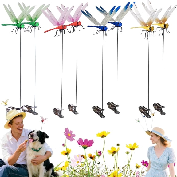 Dragonfly Clips To Keep Bugs Away, DIY Dragonfly Garden Stakes Decor for Yard Patio Garden, Dragon Fly Hat Clip, Dragonfly Clips to Keep Bugs Away Fly Scare Devices