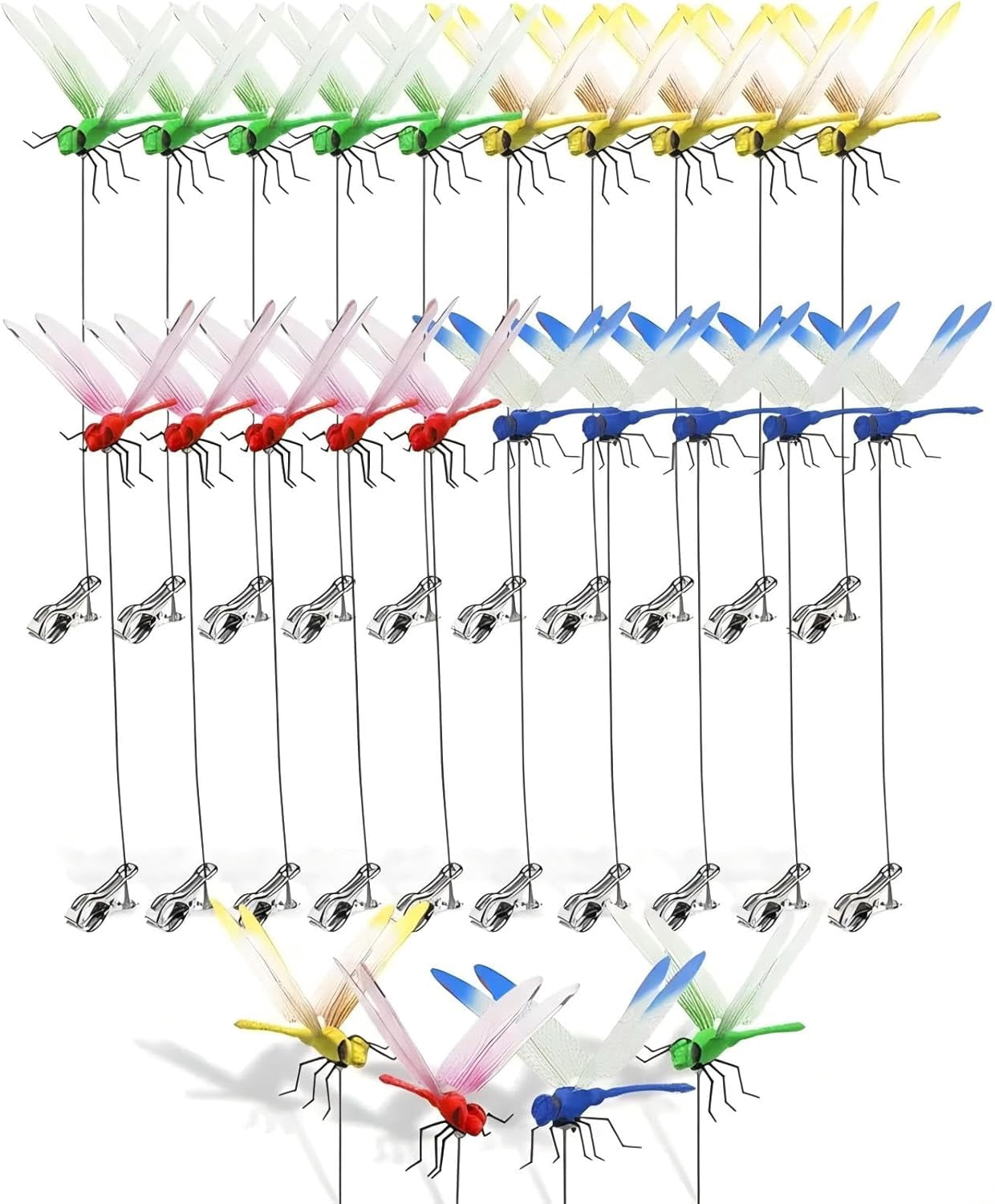 Dragonfly Clips To Keep Bugs Away, Dragon Fly Clips For Wasp Repellent Outdoor, 3D Decorative Stakes for Hummingbird Decor