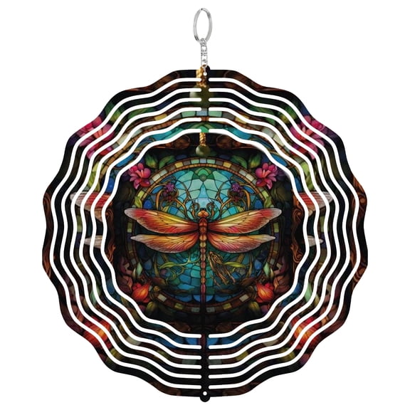 Dragonfly Colorful 3D Wind Spinner Kinetic Hanging Garden Decor Stainless Steel Yard Art