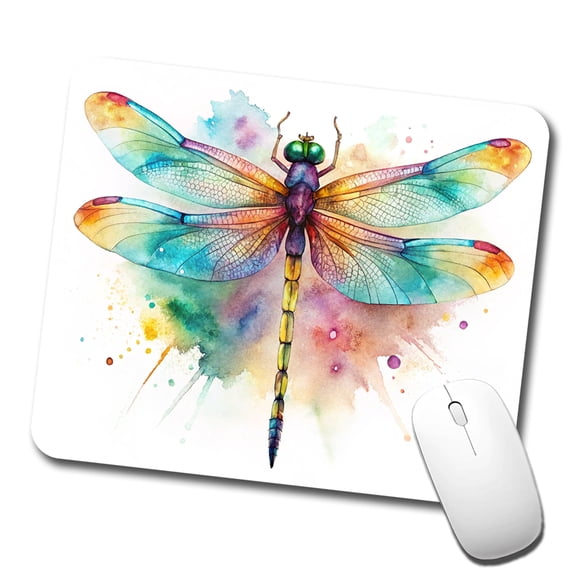 Dragonfly Colorful Background Watercolor Mouse Pad Low Profile Gaming Mat