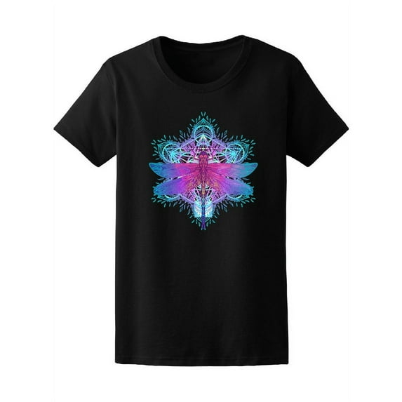 Dragonfly Colorful Mandala T-Shirt Women -Image by Shutterstock, Female Small