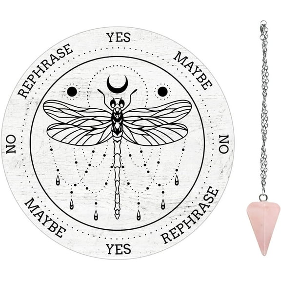 Dragonfly Constellation Pendulum Board Set Wood Dowsing Divination Board Meta ysical Message Board with Pendulum Necklace for Supplies Kit