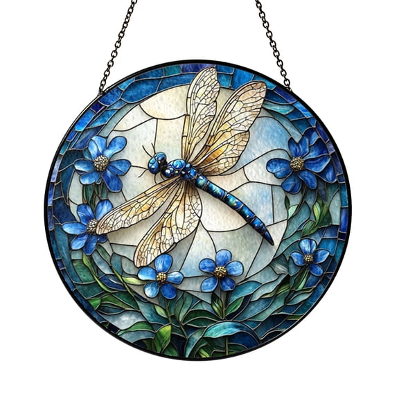 Dragonfly Crescent Sky Stained Glass Style Window Suncatcher1601