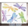 thumbnail image 1 of Ambesonne Dragonfly Curtains 2 Panel Set, Watercolor Winged Bug, 108" x 96", Multicolor, 1 of 3