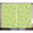 thumbnail image 1 of Ambesonne Dragonfly Curtains 2 Panel Set, Flowers Nature Spring, 108" x 63", Hunter Green and Pistachio, 1 of 3