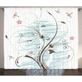 thumbnail image 1 of Ambesonne Dragonfly Curtains 2 Panel Set, Grunge Flower Buds, 108" x 84", Pale Pink Brown Mint, 1 of 3