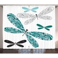 thumbnail image 1 of Ambesonne Dragonfly Curtains 2 Panel Set, Ornate Damask, 108" x 90", Teal Turquoise Black, 1 of 3