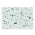 thumbnail image 1 of Dragonfly Cutting Board, Bohem Inspired Flying Butterfly Like Bugs and Flowers Dandelion Image, Decorative Tempered Glass Cutting and Serving Board, Large Size, Black and White, by Ambesonne, 1 of 1