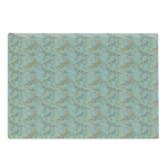 Dragonfly Cutting Board, Vintage Art Picture of Abstract Flying Among Bamboo Trees on the Lake, Decorative Tempered Glass Cutting and Serving Board, Large Size, Multicolor, by Ambesonne