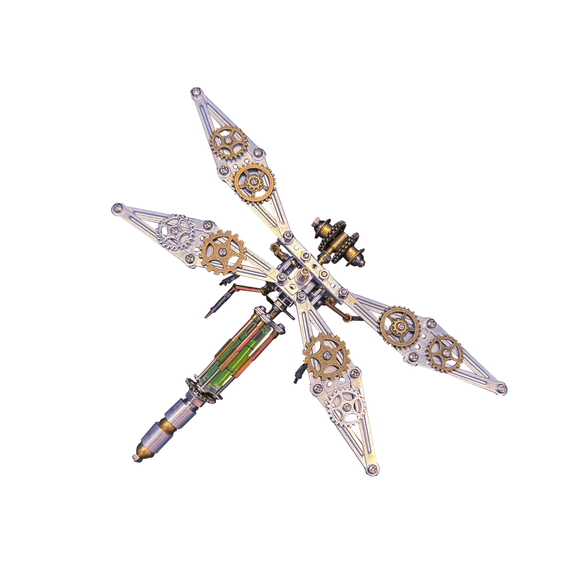 Dragonfly D 3D Metal Model Kit Steampunk Insect DIY Assembly with Moving Parts Home Office Decor