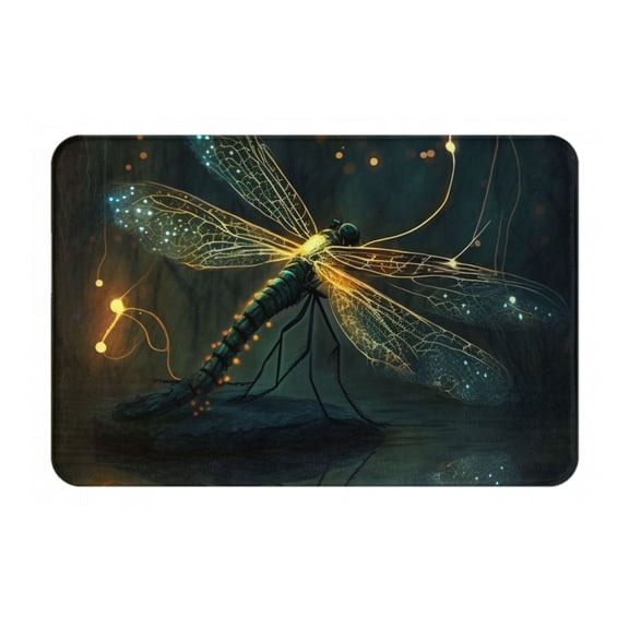 Dragonfly Dance Fireflies Art Doormat Non Slip Front Door Bathroom Bath Mats Entryway Rug 23.6x15.7 Inch Indoor Door Carpet