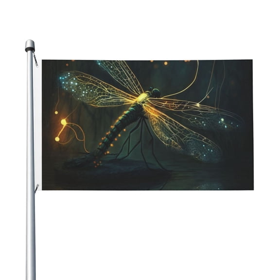 Dragonfly Dance Fireflies Art Flag 3X5 Ft Garden Yard House Flags Banner Sign Outdoor Indoor Party Home Garden Decoration