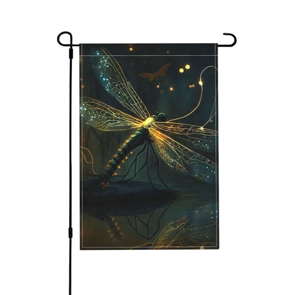 Dragonfly Dance Fireflies Art Garden Flag Outdoor House Flags 12 X 18 Inch Banner Yard Home Decoration