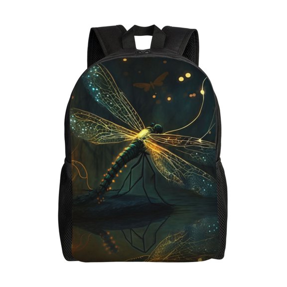 Dragonfly Dance Fireflies Art Laptop Backpack, Padded 15.6 Inch Computer Compartment, Casual Travel Work Daypack