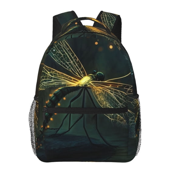 Dragonfly Dance Fireflies Art Laptop Backpack Travel Rucksack for Teens Adults, Fits 15-inch Notebook