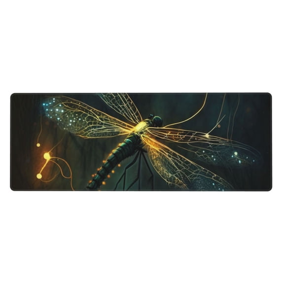 Dragonfly Dance Fireflies Art Mouse Pad Extended Large Gaming Mousepad Non-Slip Rubber Big Keyboard Desk Mat 31.5 X 11.8 Inch