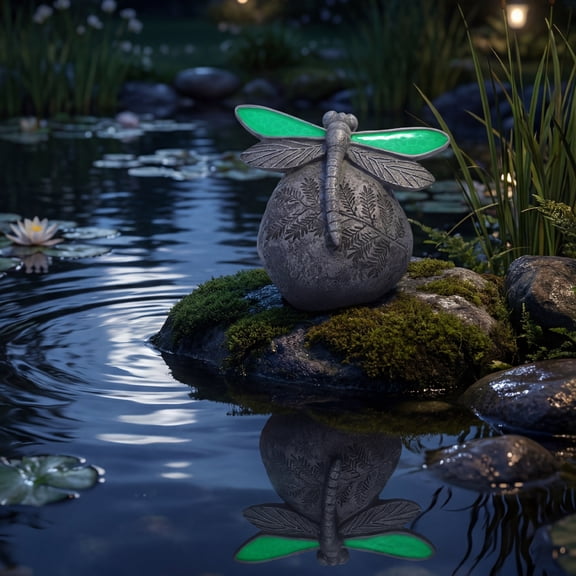 Dragonfly Decor Garden Statues, Glow-in-the-Dark Dragonfly Yard Decorations Garden Outside Figurine for Pond Patio Backyard Balcony Lawn, for Women Mom Garden Lovers